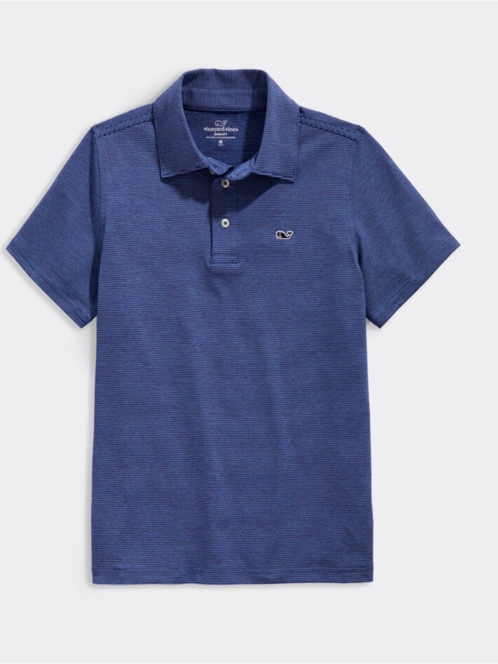 Vineyard Vines Boys Performance St. Jean Stripe Sankaty Polo Navy Blue Striped L